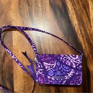 Vera Wang Purple Floral Quilted Crossbody Wallet